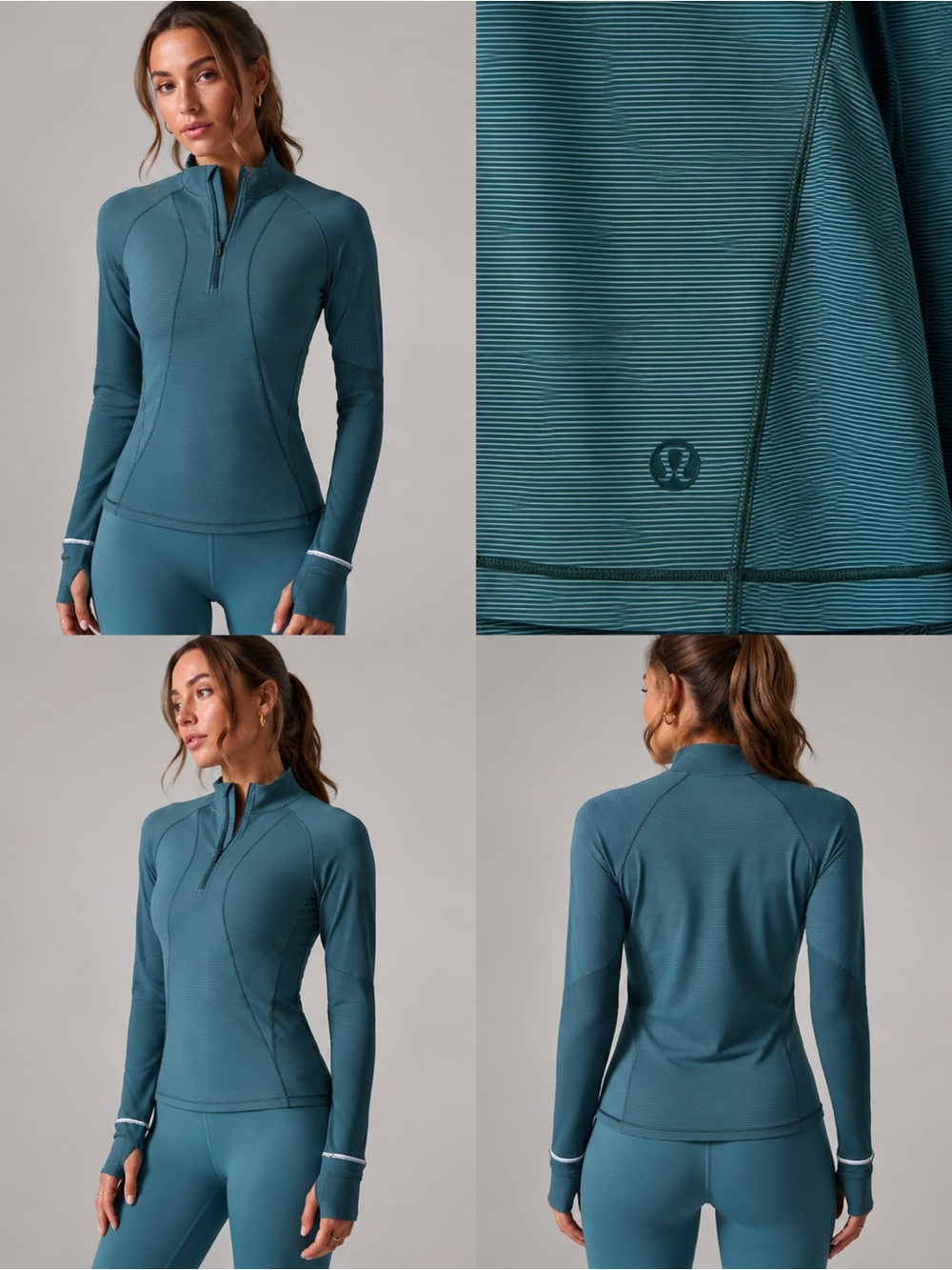 Lululemon Two Tone  Ribbed Running Half Zip Size 8 – Storm Teal